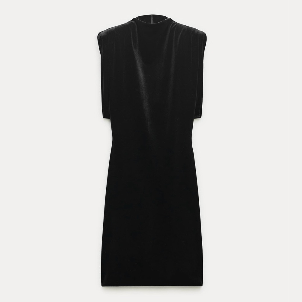 ZARA SHOULDER PAD VELVET DRESS - Picture 9 of 10